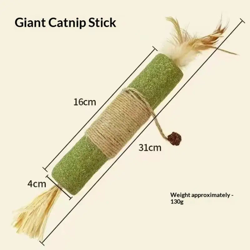 Natural Wood Knotweed Cat Teething Sticks — Sisal Rope & Raffia