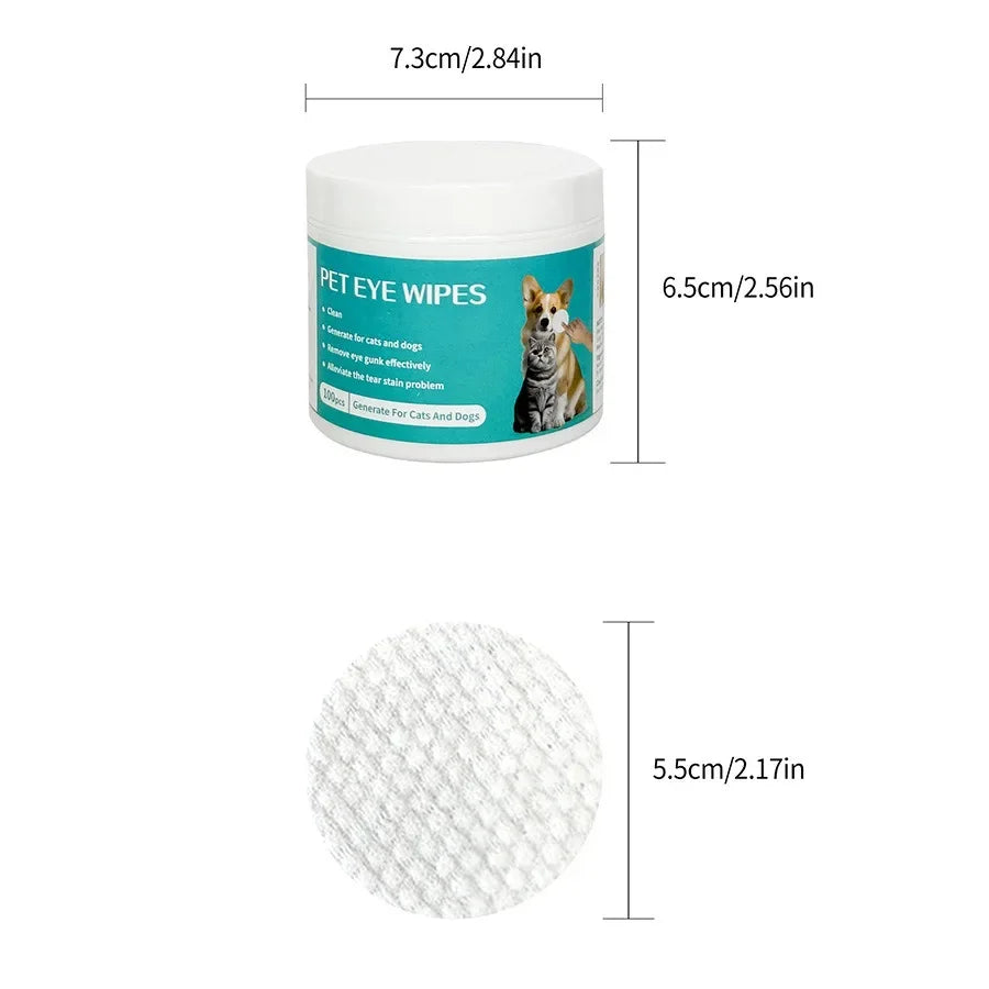 Pet Tear Stain Wipes — Gentle No-Irritation Formula, 100-Count