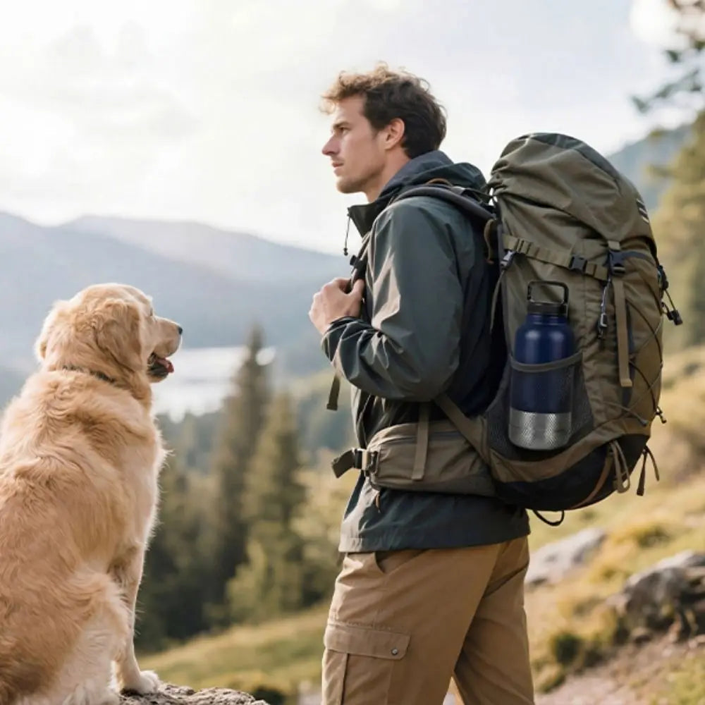 3-in-1 Stainless Steel Pet Water Bottle (Multi-Layer, Leak-Free, Detachable)