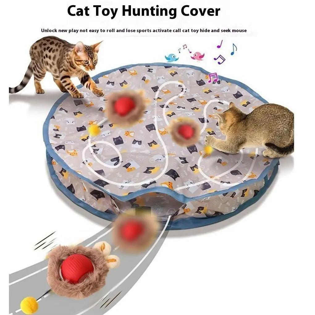 2-in-1 Cat Tunnel Toy with Capture Balls — Interactive Agility Training Tunnel for Cats