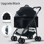 3-in-1 Lightweight Foldable Pet Stroller for Small & Medium Dogs & Cats — Outdoor Carrier with Car Seat Mode