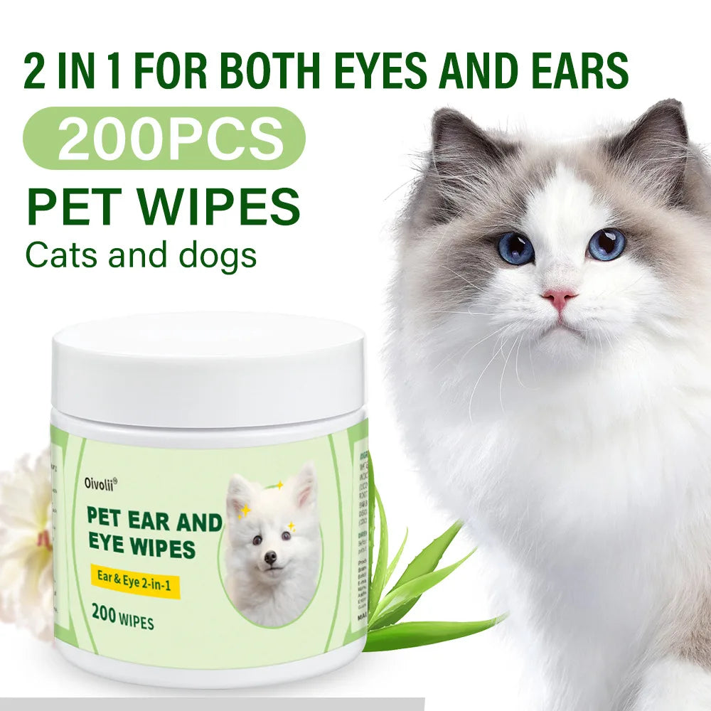 2-in-1 Ear & Eye Wipes — Gentle Botanical Formula, 200-Count