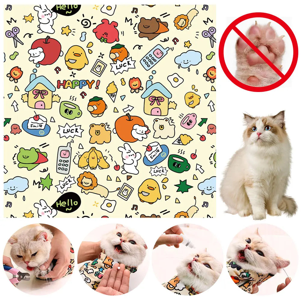 Self-Adhesive Cat Restraint Wrap — Anti-Bite Grooming & Nail Trim Bag
