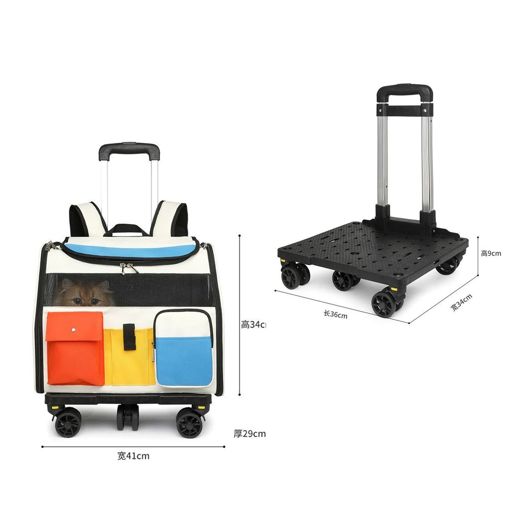 2-in-1 Rolling Pet Carrier Backpack with Wheels for Dogs & Cats