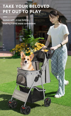 Foldable Breathable Universal Lightweight Pet Cart & Travel Trolley for Cats & Dogs