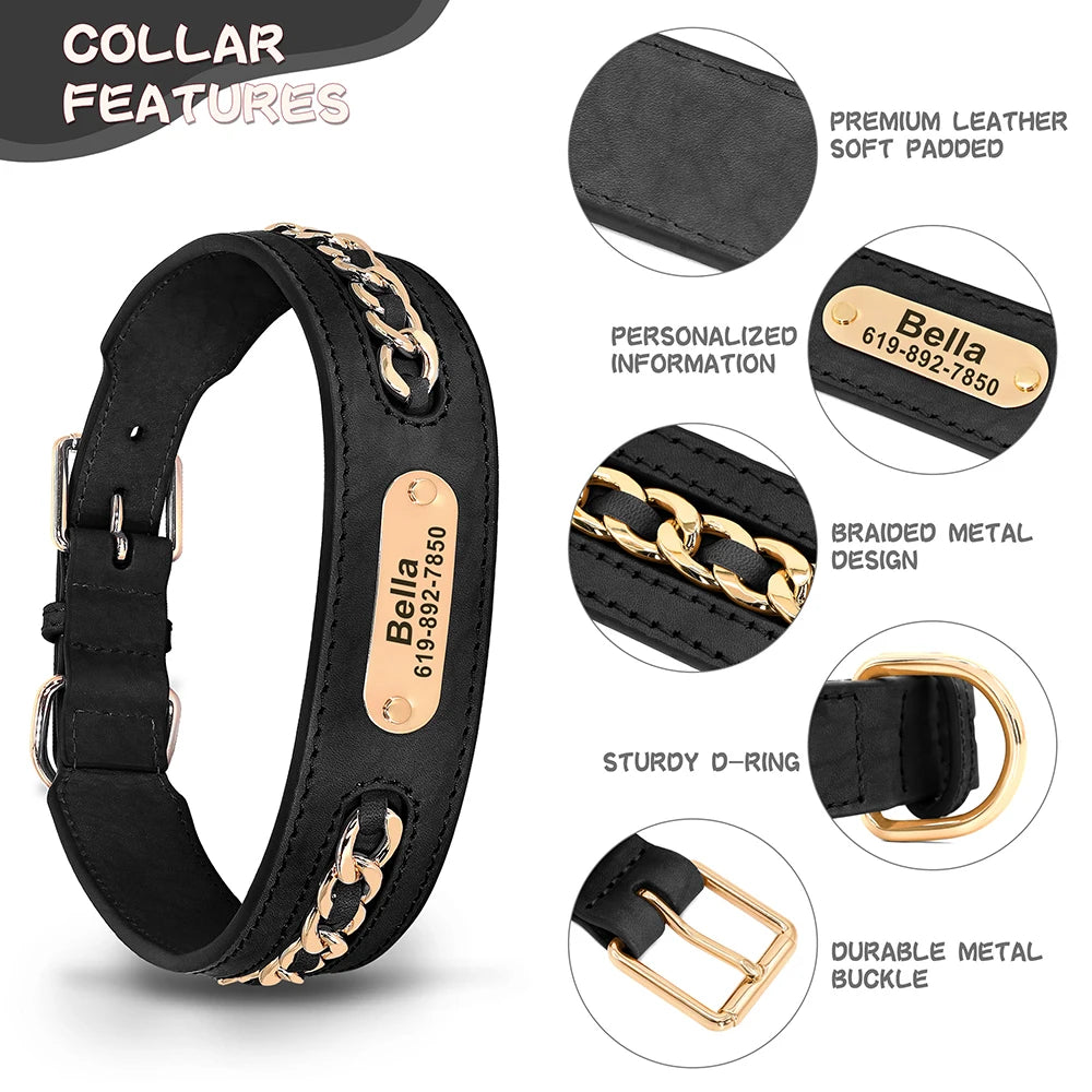 Custom Engraved Leather Dog Collar