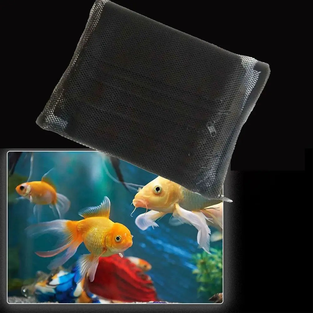 Reusable Aquarium Filter Net Bags (Black Nylon Mesh, Zip Closure)