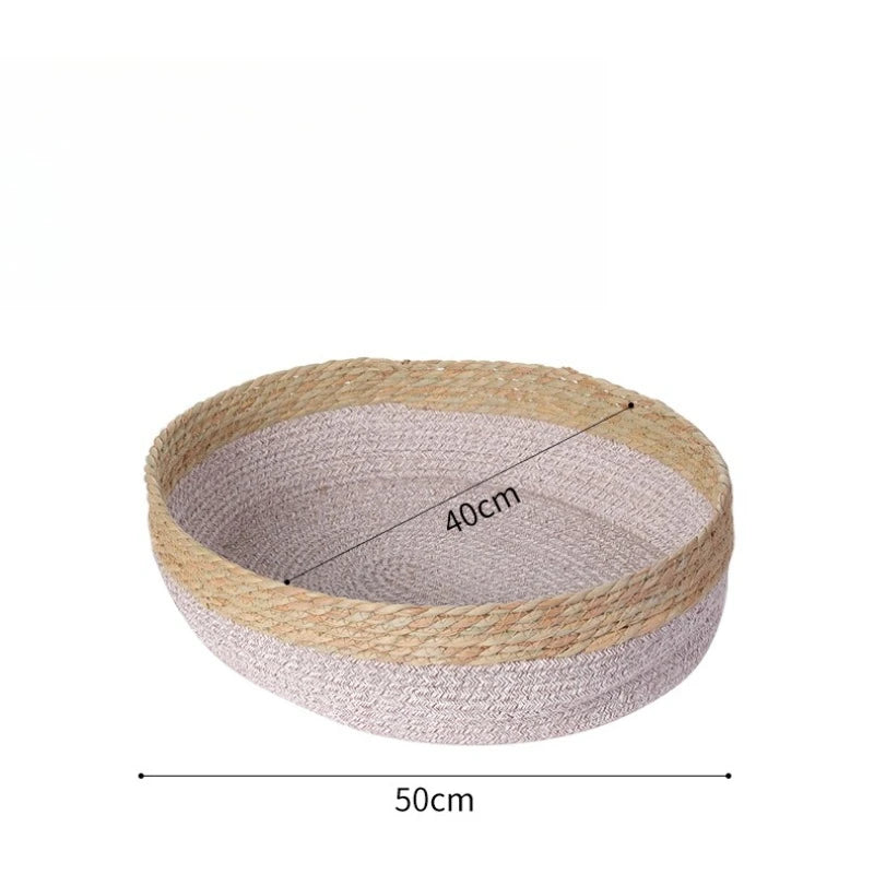 Portable Rattan & Seagrass Cat Bed Nest, All-Season