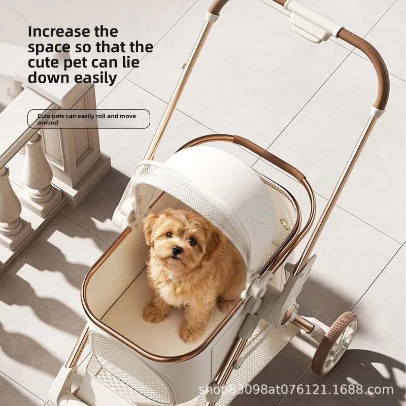 Lightweight Foldable Pet Stroller with Detachable Carrier for Small Dogs & Cats — Portable Walking Cart