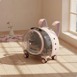 Pet Carrier with Wheels Transparent Pet Carrier Suitcase Hard-Sided Cats, Small Dogs, Travel, Airport, Professional Visits
