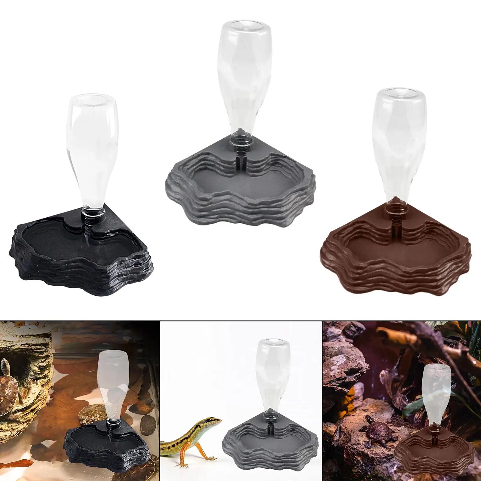 Automatic Reptile Water Dispenser — 400ml Stable-Base Terrarium Bowl