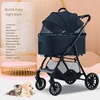 2026 Lightweight Foldable Pet Stroller with Detachable Small Cart for Dogs & Cats