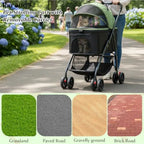 3-in-1 Multifunction 4-Wheel Folding Dog Stroller with Detachable Carrier
