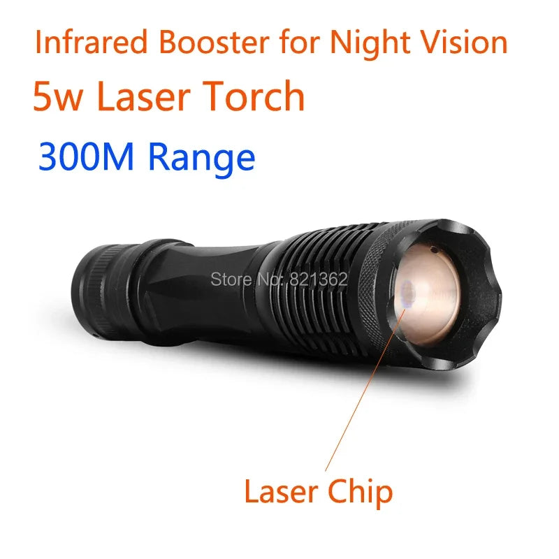 5W Tactical Laser Flashlight with Infrared LED - 300M Range