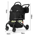 【One-Click】 Pet Stroller with Removable Carrier 35lbs Foldable Compact Travel Pet Stroller for Small to Medium Pets cats and dog
