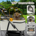 3-in-1 Foldable 4-Wheel Pet Stroller with Detachable Carrier & Mesh for Small Pets