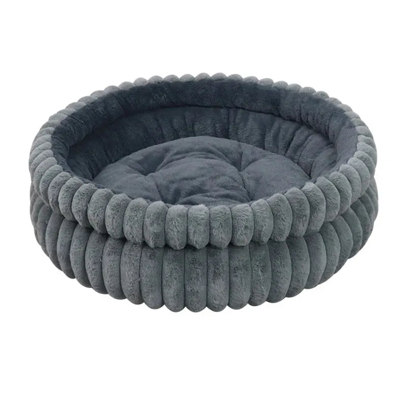 Round Velvet Pet Nest Bed with Removable Cover