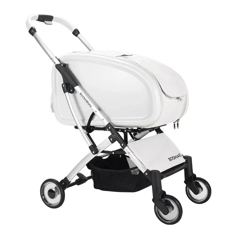 Transparent-Panel Foldable Pet Stroller for Small & Medium Dogs
