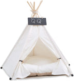 Portable Pet Teepee Bed with Thick Cushion, Up to 15lbs