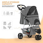 Lightweight 3-Wheel Foldable Pet Jogger Stroller with Breathable Mesh — Max 33 lbs