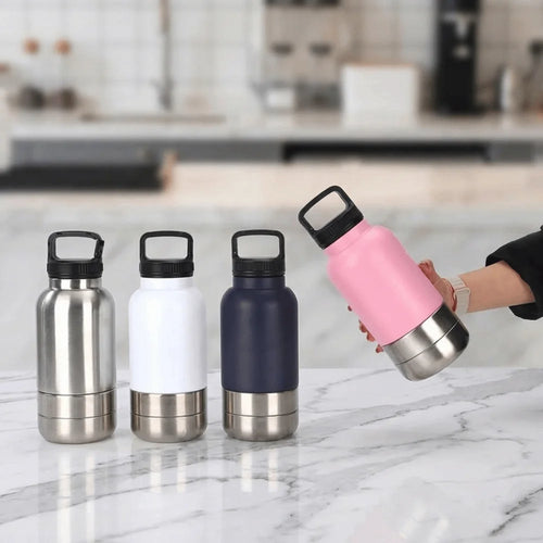 3-in-1 Stainless Steel Dog Water Bottle (32oz, Detachable, Leak-Free)