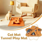 120x90cm Foldable Cat Play Mat & Tunnel Blanket — Agility Training Pad with Chew & Dig Surface