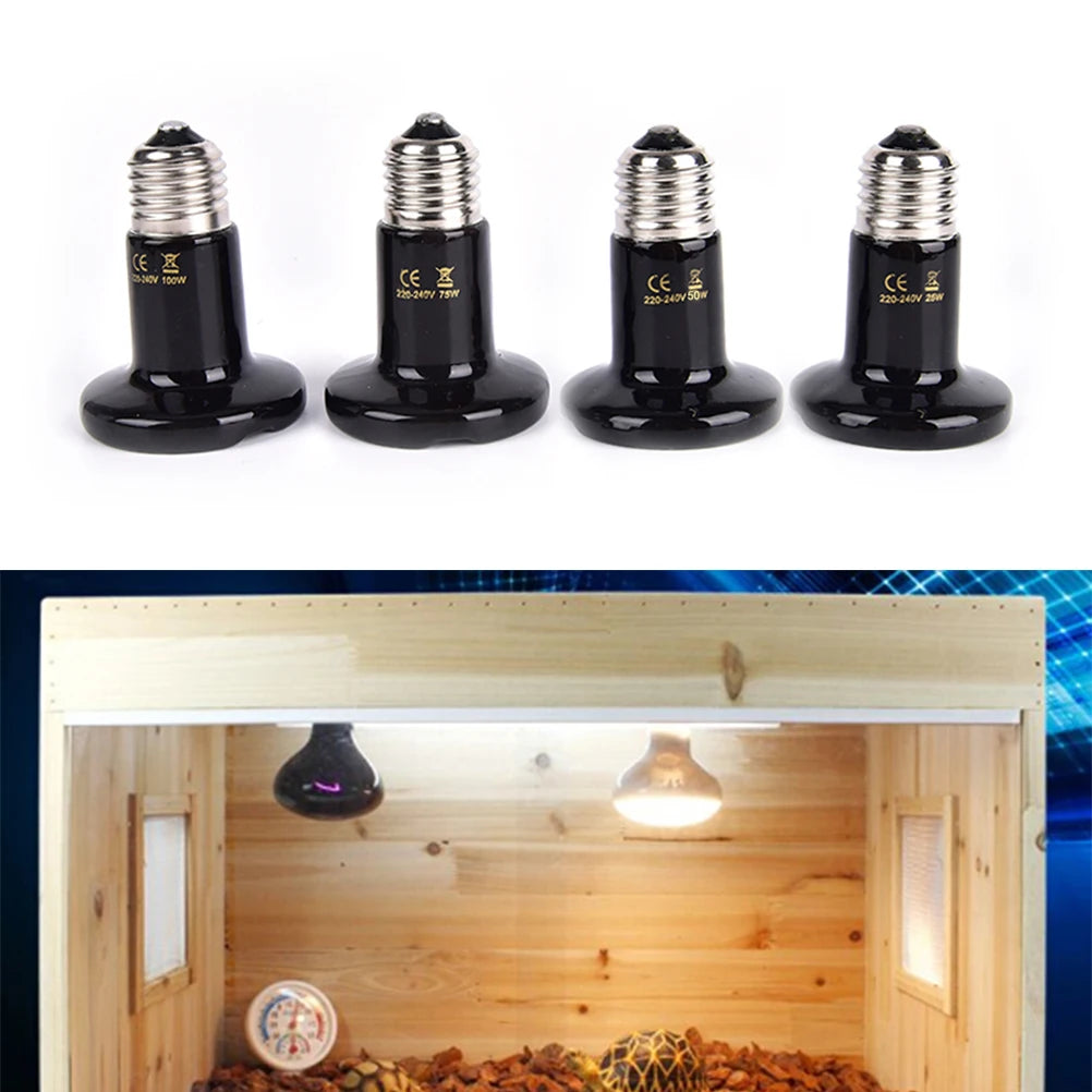 Black Ceramic Heat Emitter — No-Light Infrared Bulb for Snake & Chameleon Tanks