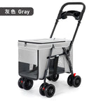 All-Terrain Pet Stroller Pram for 2 Small Dogs & Cats Up to 30 lbs — Foldable with Storage Basket & Cup Holder