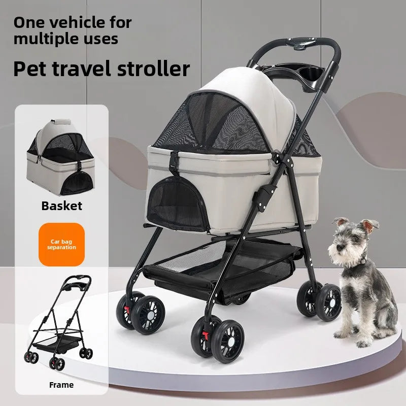 Lightweight Foldable Pet Stroller for Poodles, Cats & Small Breeds — Outdoor Travel Trolley