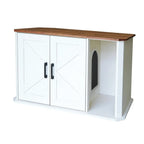 Side-Entry Wooden Cat Litter Box Cabinet with Double Doors