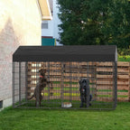 Outdoor Dog Kennel Run with Canopy Cover & Ground Stakes