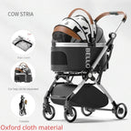 Detachable Aluminum Tube Foldable Pet Stroller & Travel Trolley for Cats & Dogs
