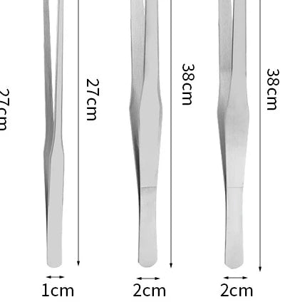 Stainless Steel Pet Feeding Tongs — Rubber-Tipped Tweezers for Reptiles