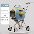 Aluminum Alloy Space Capsule Pet Stroller — Hands-Free Dual-Purpose Travel Cart for Dogs & Cats
