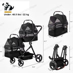 Convertible Single & Double Foldable Pet Stroller for Small & Medium Dogs & Cats — Portable Car Travel Carrier