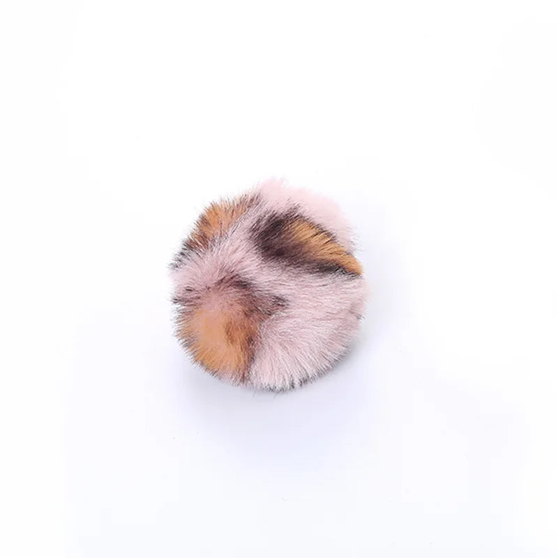 3-Pack Leopard Print Furry Chew Ball Cat Toys — Soft Interactive Teething Balls for Kittens