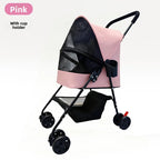 Foldable Lightweight Pet Trolley Stroller for Cats & Small Dogs — Outdoor Travel Cart