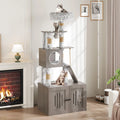 66.9in Cat Tree Tower with Enclosed Litter Box