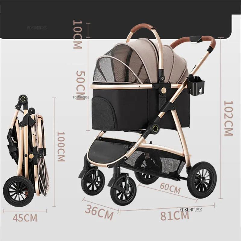 Modern Lightweight Portable Separable 4-Wheel Pet Stroller for Dogs & Cats — Foldable Outdoor Cart