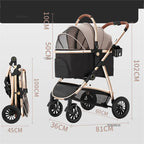 Modern Lightweight Portable Separable 4-Wheel Pet Stroller for Dogs & Cats — Foldable Outdoor Cart