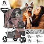 Magshion Foldable 3-Wheel Pet Jogger Stroller with Storage Basket & Cup Holder