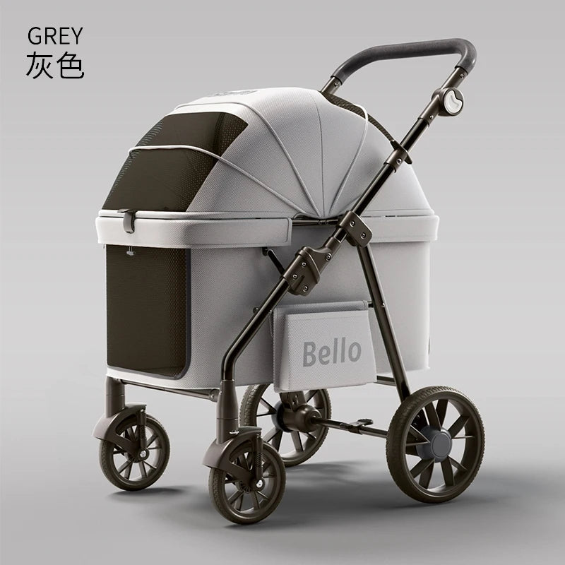 Bello Premium Foldable 4-Wheel Pet Stroller for Large Dogs — New Design Travel Carrier