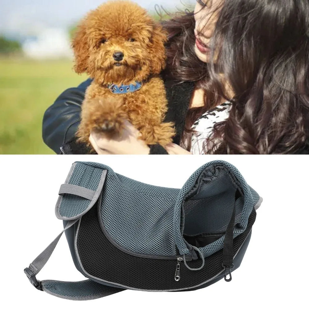 Breathable Mesh Pet Sling Carrier (Single Shoulder, Adjustable, Soft Fabric)