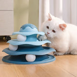 3-Layer Cat Turntable Tower — Interactive Ball Chase & Spin