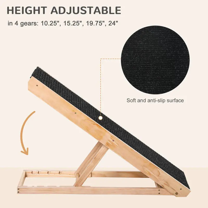Foldable Elevated Pet Ramp, 35.5x16x24in, Black