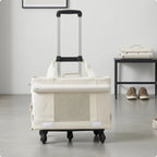 Collapsible Soft-Sided Cat Carrier Trolley with Telescopic Handle for Travel & Outings