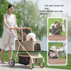 Double Cat & Dog Stroller Trolley for Outdoor Pet Travel — Cat & Dog Carrier Travel Cart