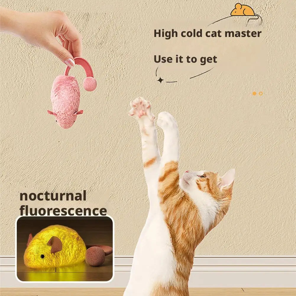 Glow-in-the-Dark Plush Mouse Cat Toy — Interactive Luminous Kitten Chew & Chase Toy