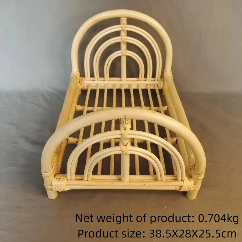 Mini Rattan Cat Bed Frame for Kitten Photo Shoots