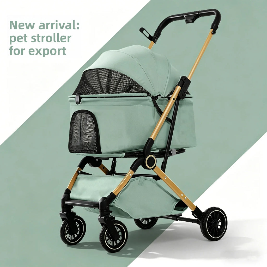One-Button Foldable Pet Stroller for Dogs & Cats — Smooth-Roll Outdoor Travel Trolley